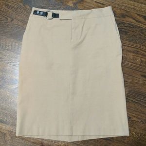 Chaps khaki midi skirt with side buckle
